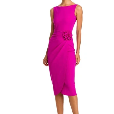 全新带标签 Chiara Boni La Petite Robe 紧身紧身连衣裙无袖洋红色花卉 M — 第 1/4 张图片