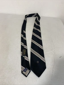 Givenchy Necktie Mens Gentleman Paris Black Brown Stripe Polyester 58"x3" - Picture 1 of 5