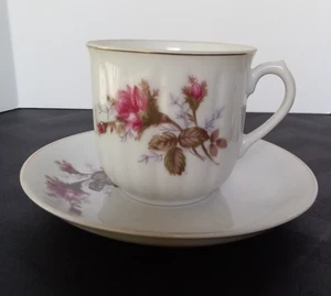 Vintage Hand Painted China Teacup and Saucer with Roses and Gold Trim made in Ja - Picture 1 of 12
