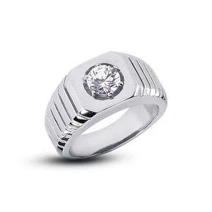 Anillo de platino de diamantes naturales brillantes redondos de 0,73 quilates H VS2 con certificación - Imagen 1 de 4