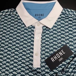 Rhone Golf Sport Poloshirt Herren Medium grün geometrisches Muster entspannte Passform neu $ 108 - Bild 1 von 13