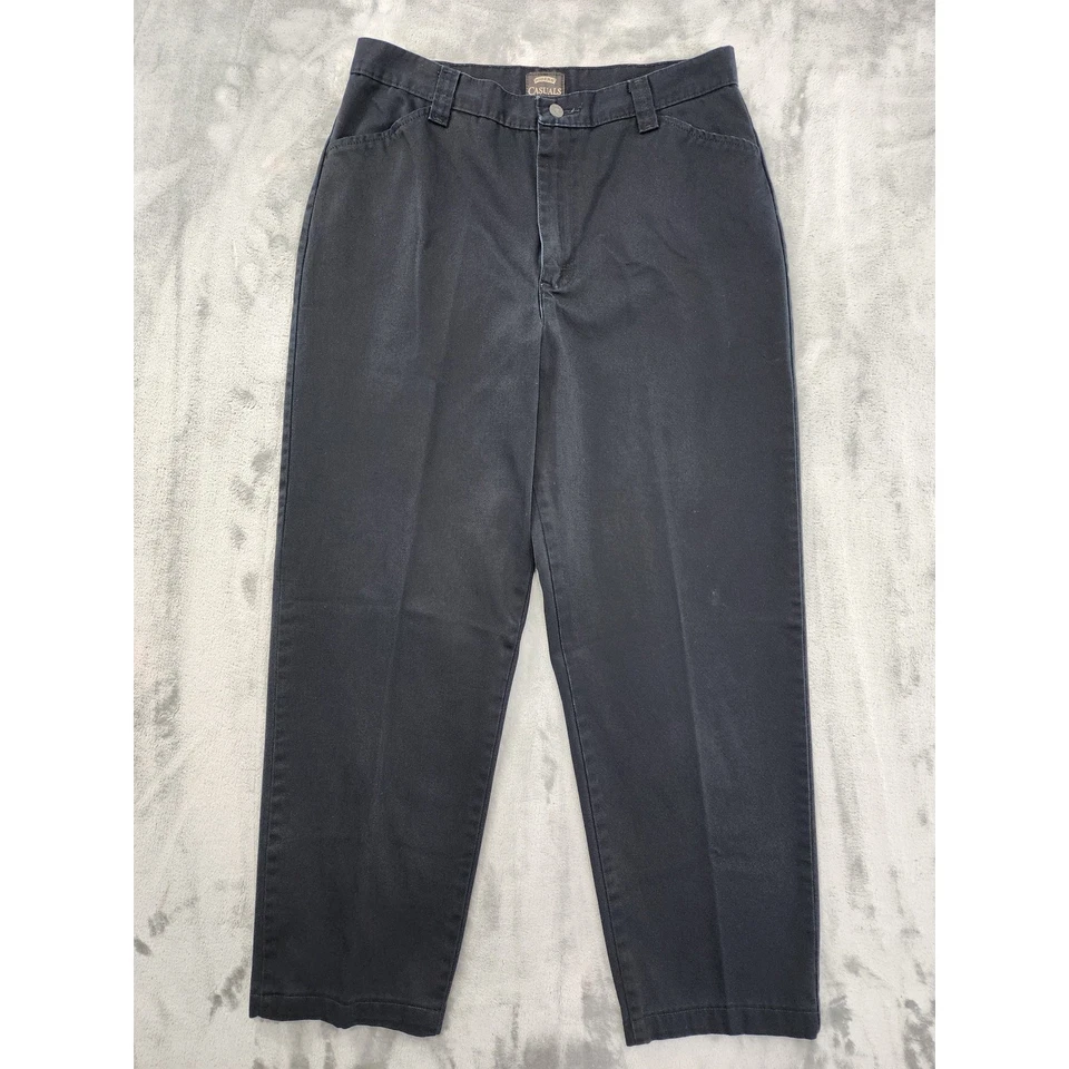 Calça Vintage Anos 90 Riders Casual Cintura Alta Perna Cônica Tamanho 12M Algodão Preto  - Imagem 1 de 4