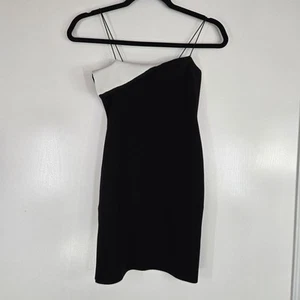 Jacquemus La Mini Robe Aro Folded Neck Fitted Minidress Black White Contrast 38 - Imagen 1 de 14