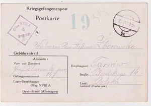 WW2 Polnische Jozef Worowski Kriegsgefangene Postkarte Oflag XV III A Zensiert 1940 - Bild 1 von 4