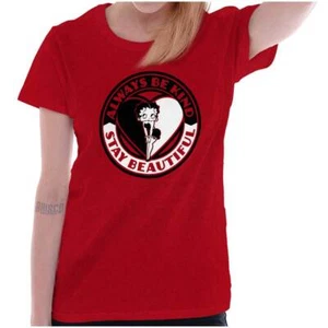 Betty Boop Always Be Kind Stay Beautiful Womens Top Junior Graphic Tee - Picture 1 of 11