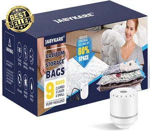 9 Pack Vacuum Storage Bags w/ Electric Pump,Space Saver,Travel&Home Organization - Picture 1 of 7