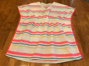 Cat & Jack Striped Swim Suit Cover Up Kaftan Top Poncho Shirt Girl's Large 10/12 - Picture 1 of 14