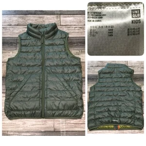 Uniqlo Puffer Vest Kids Size 9-10Y (140) Green Full Zip Pockets Lightweight F5 - Picture 1 of 10