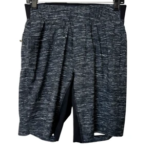 Lululemon Herren Sport Fitness Lauf Shorts meliert schwarz gefüttert Kordelzug S - Bild 1 von 10