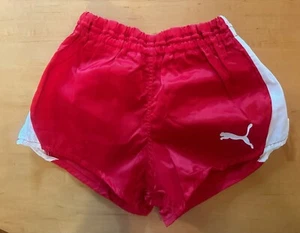 Puma Red Vintage Retro Shiny Nylon Shorts Sprinter Running Retro Glanz XS 3 Sexy - Picture 1 of 1