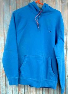 Mens Tommy Hilfiger Long Sleeve Blue Sweatshirt Hoodie Kangaroo Pocket L - Picture 1 of 5
