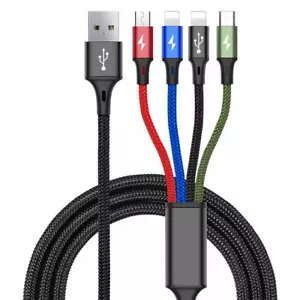 iPhone Cable Type C Micro USB 4ft Multi-USB 4 in1 Fast Charger Charging Cord - Picture 1 of 11