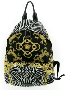 Versace  Nylon Baroque Zebra Print Backpack Black Multicolor  DFZ5350 - Picture 1 of 10