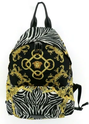 Versace  Nylon Baroque Zebra Print Backpack Black Multicolor  DFZ5350 - Image 1 of 4