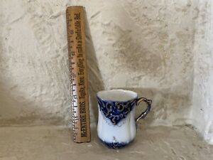 ANTIQUE FLOW BLUE MINIATURE CUP/ childs size 2” tall/ GREAT CONDITION! 