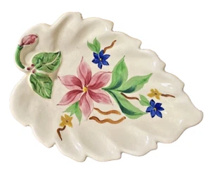 Vintage POTTERY GUILD OF AMERICA Dish #7 Hand Painted Floral Leaf Tray 12" - Bild 1 von 10