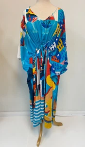 Burano Kaftan Dress Venetian Print One Size Drawstring Summer Beach BK R30