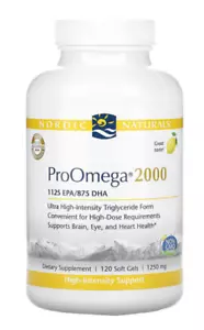 Nordic Naturals ProOmega 2000 Lemon 120 Soft Gels RRP $179.95 - Picture 1 of 3