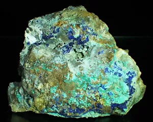 MUY RARO, BONITO AZURITA MALAQUITA Espécimen Mineral Fino Cristales Yukón Canadá - Imagen 1 de 3