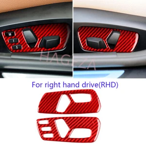 Cubierta del panel del botón de ajuste del asiento RHD para BMW Serie 3 E90 2005-2012 rojo carbono - Imagen 1 de 11