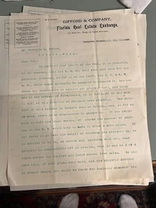 1896 Jacksonville FL Real estate speculation letters Railroad Tampa Key West - Picture 1 of 3