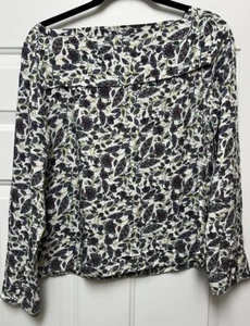 J.Crew Womens Top  Floral Long Sleeve  Pullover Blouse Small Covered Buttons - Picture 1 of 7