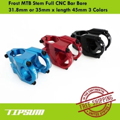 Tipsum Frost MTB Stem Full CNC Bar Bore 31.8mm or 35mm x length 45mm 3 Colors - Image 1 of 4