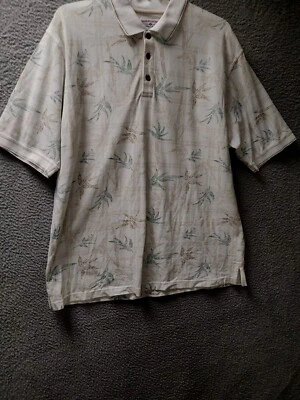Camisa polo de golf Boca Classics para hombre XL alta marfil floral tropical manga corta Foto 1 de 4