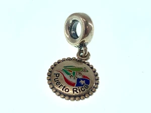 Pandora Puerto Rico Enamel Frog Sterling Silver Souvenir Travel Charm Pendant - Picture 1 of 5