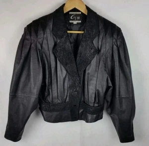 Vintage Global Identity G-III Lederjacke Bomber Schwarz Moto Outwear M - Bild 1 von 6