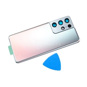 Cache arrière batterie OEM + verre objectif appareil photo pour Samsung Galaxy S21 Ultra - ARGENT - Photo 1 sur 10