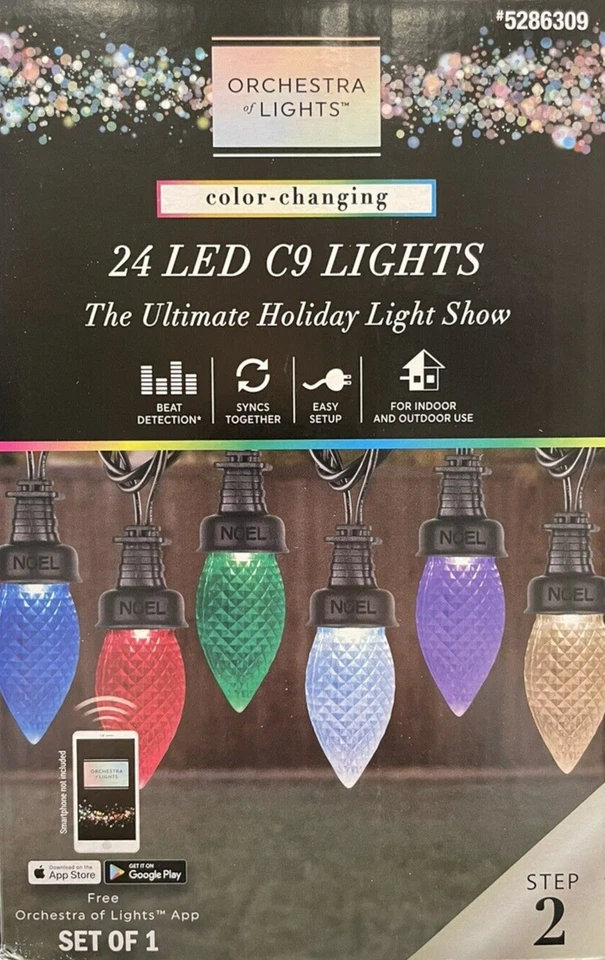 24 Gemmy Orchestra of Lights Color-Changing C9 LED Lights - NEW - Image 1 of 1