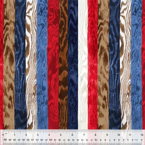 Patriotic Fabric | Free Range Red Blue Brown Wood Stripe Print | Windham YARD - Picture 1 of 1