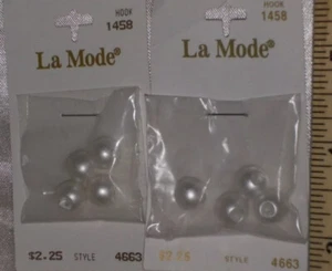 ❤️White La Mode Pearl Round Buttons Vintage. 3/8" (9mm) in envelope package (2) - Picture 1 of 3
