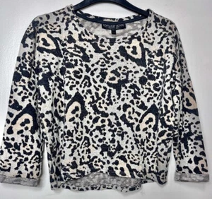 TOPSHOP Petite Leopard Animal Print Short Sweatshirt Jumper Size UK 4 - Picture 1 of 4