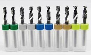 Set trapano in metallo duro 10 pezzi da .1045 a .152" - gambi da 3,57 a 3,85 mm 1/8" cnc R5 - Foto 1 di 1
