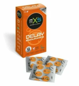 Preservativi EXS Delay Endurance Lattice Confezione da 12 Gomme Lubrificate Vegan Prolong Sex - Foto 1 di 5