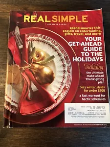 REAL SIMPLE MAGAZINE NOV 2011 ENTERTAINING HOLIDAYS THANKSGIVING PLANS - Picture 1 of 1