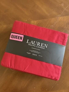 Ralph Lauren NUOVO 4 PEZZI set lenzuola regina Dunham raso ammiraglio rosso 300 TC ELEGANTE - Foto 1 di 9