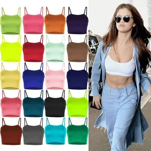 Ladies Womens Plain Bandeau Sleeveless Strappy Camisole Bralet Boobtube Crop Top - Picture 1 of 43