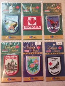 Menge 6 Voyageur Embleme Aufnäher, kanadische Städte, touristische Sehenswürdigkeiten, Neu in Verpackung - Bild 1 von 5