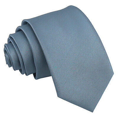Gemelli Quadrati Da Uomo Blu Polveroso Cravatta Sottile Tasca Shantung Solido Semplice Di DQT • 14.39€