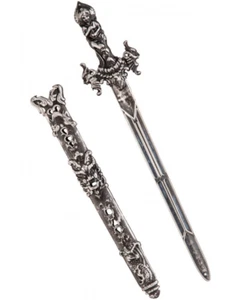SILVER GREY SWORD WITH SCABBARD 53cm ORNATE MEDIEVAL CT/09840 - Picture 1 of 1