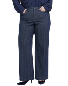 Nydj Plus Teresa Twilight Stripe Wide Leg Jean Women's - Picture 1 of 9