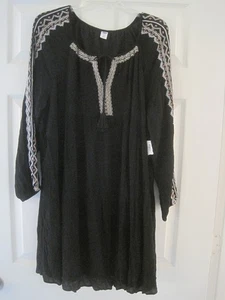 VESTIDO ANTIGUO AZUL MARINO NEGRO GASA CON BORDADO EXTRA GRANDE NUEVO CON ETIQUETAS $39.99 - Imagen 1 de 1