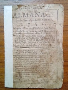 1750 Colonial Almanac ~ by Nathaniel Ames ~ Astronomical ~ Antique 275 Years Old - Imagen 1 de 4