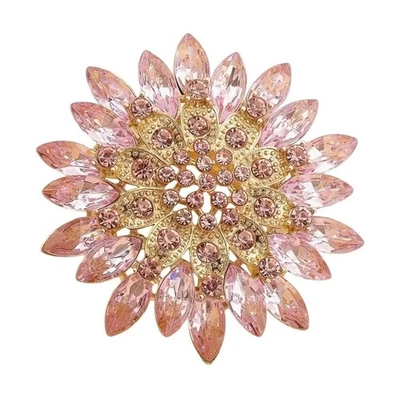 Broche/colgante flor cristal rosa Betsey Johnson tono dorado Foto 1 de 2