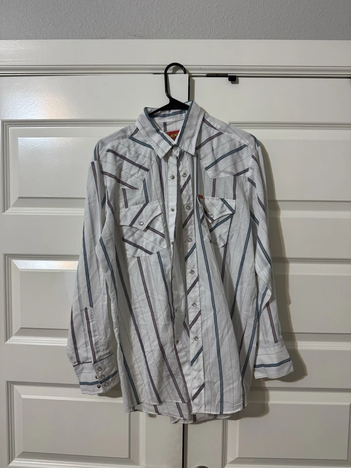 Vintage Ely Plains Western Snap Shirt Striped Pearl Snap Cowboy Rodeo 80s - Image 1 of 3