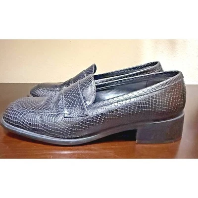 Mocasines sin cordones vintage Ravel de piel de serpiente negros hechos en Italia talla 8,5/39 Foto 1 de 4
