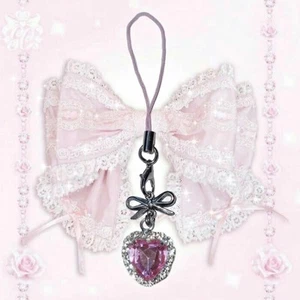 Pink Crystal Y2k Coquette Telefon Charm - Zdjęcie 1 z 8